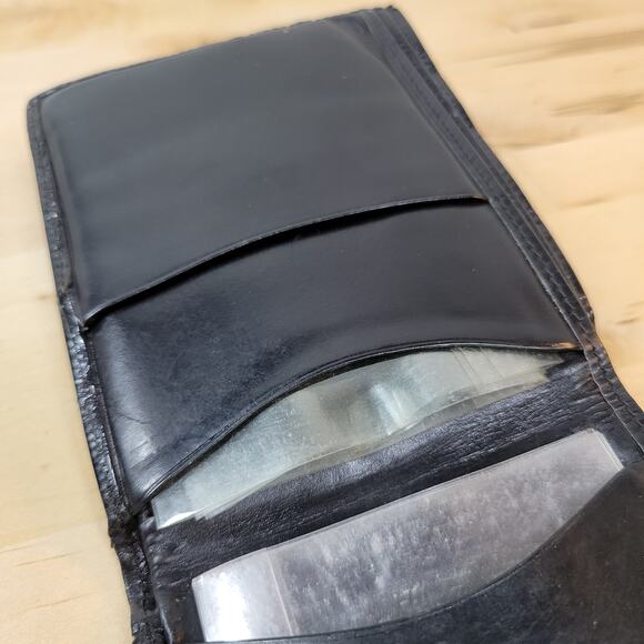 Vintage Bi Fold Wallet Mens Black Croc Embossed Soft Leather Cash Card Slots - Picture 7 of 12